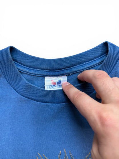 (L) Vintage 90s Dragons Skateboard Blue Tee