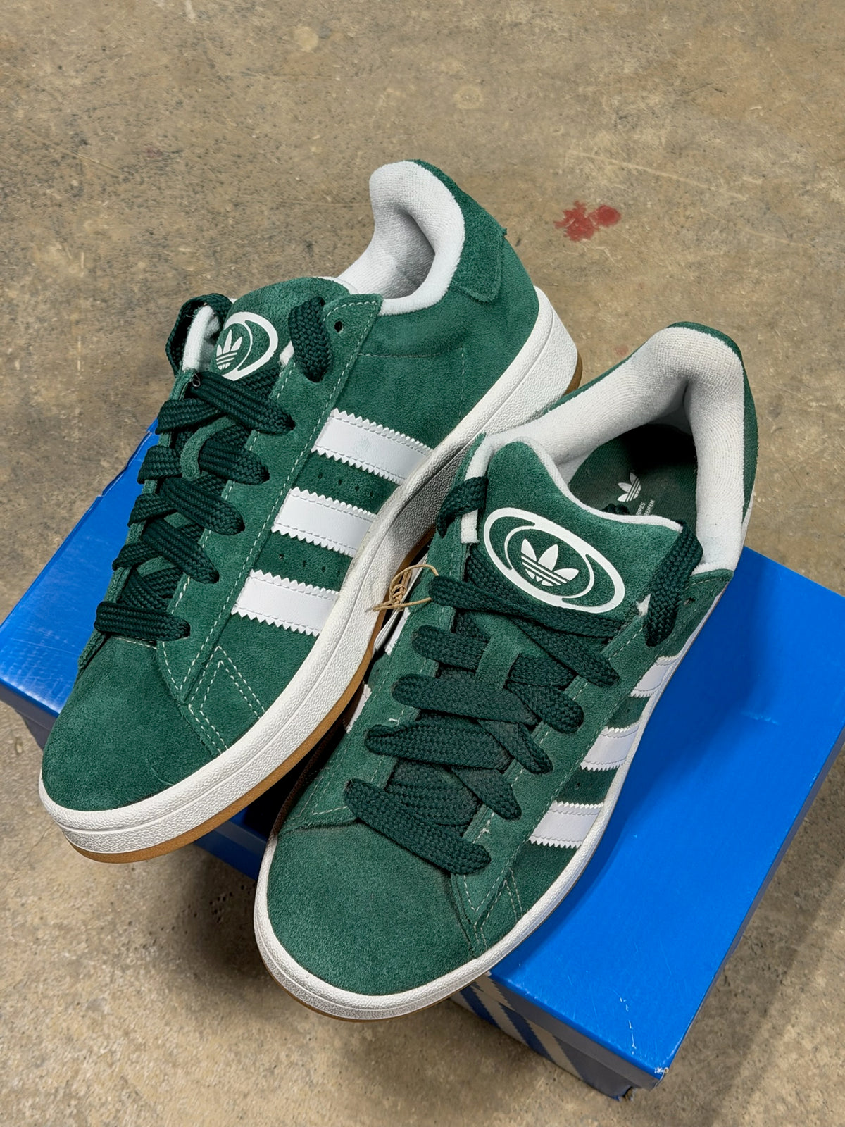 (5.5Y) Adidas Campus Dark Green White
