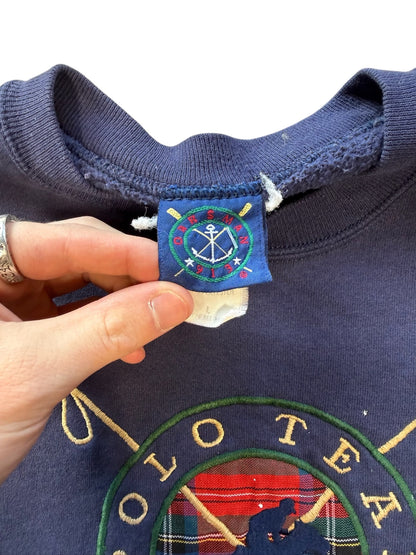 (L) 00s Polo Team Paint Splatter Crewneck Navy