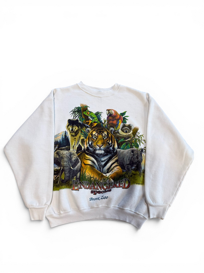 (M) 90s Bronx Zoo Animals White Crewneck