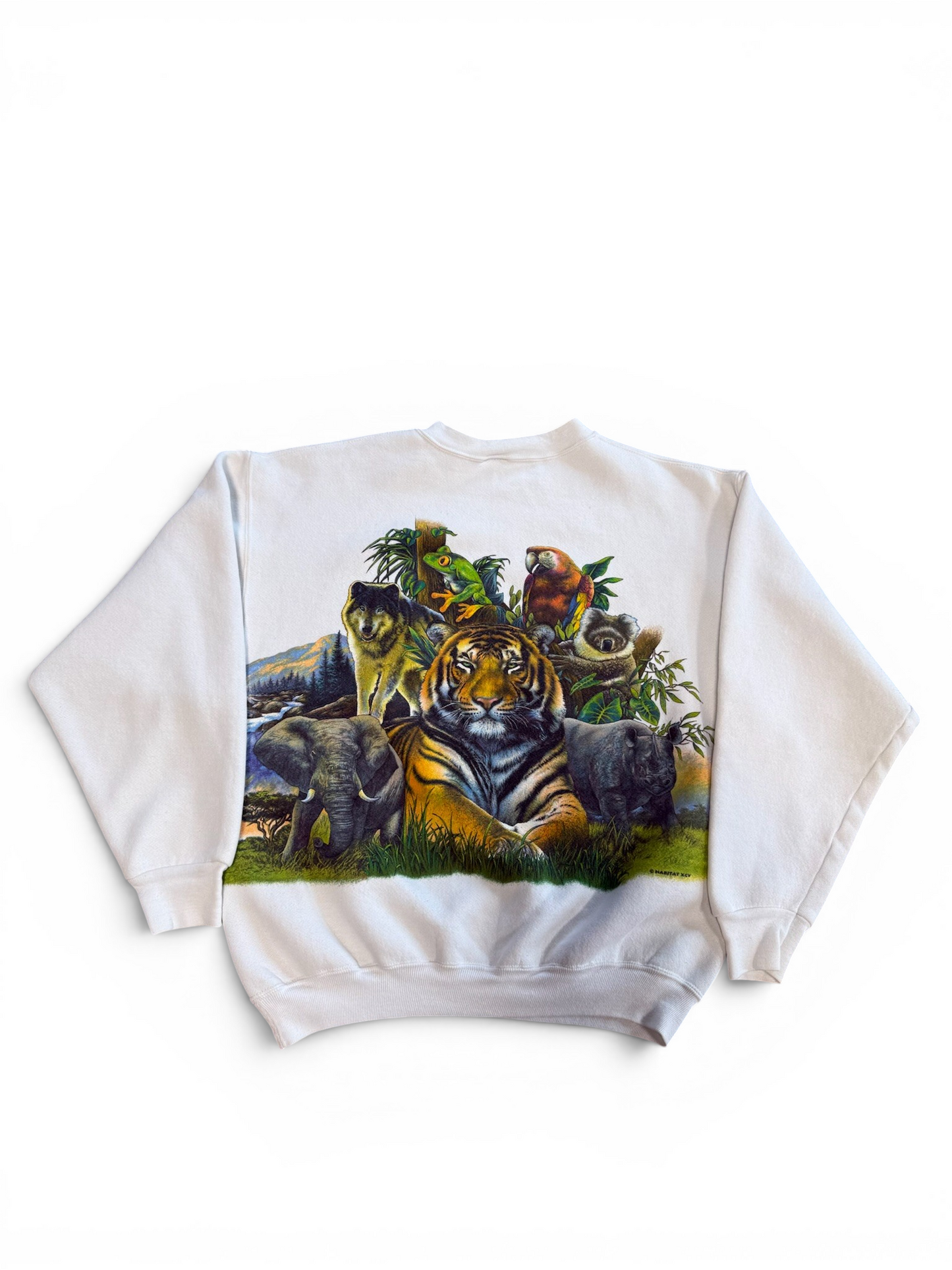 (M) 90s Bronx Zoo Animals White Crewneck