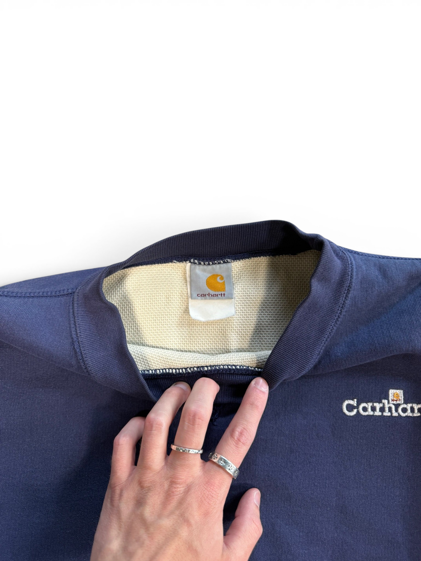 (L) 90s Carhartt Faded Navy Lined Crewneck
