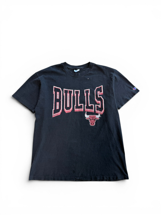 (XL) 90s Chicago Bulls Spellout Faded Tee