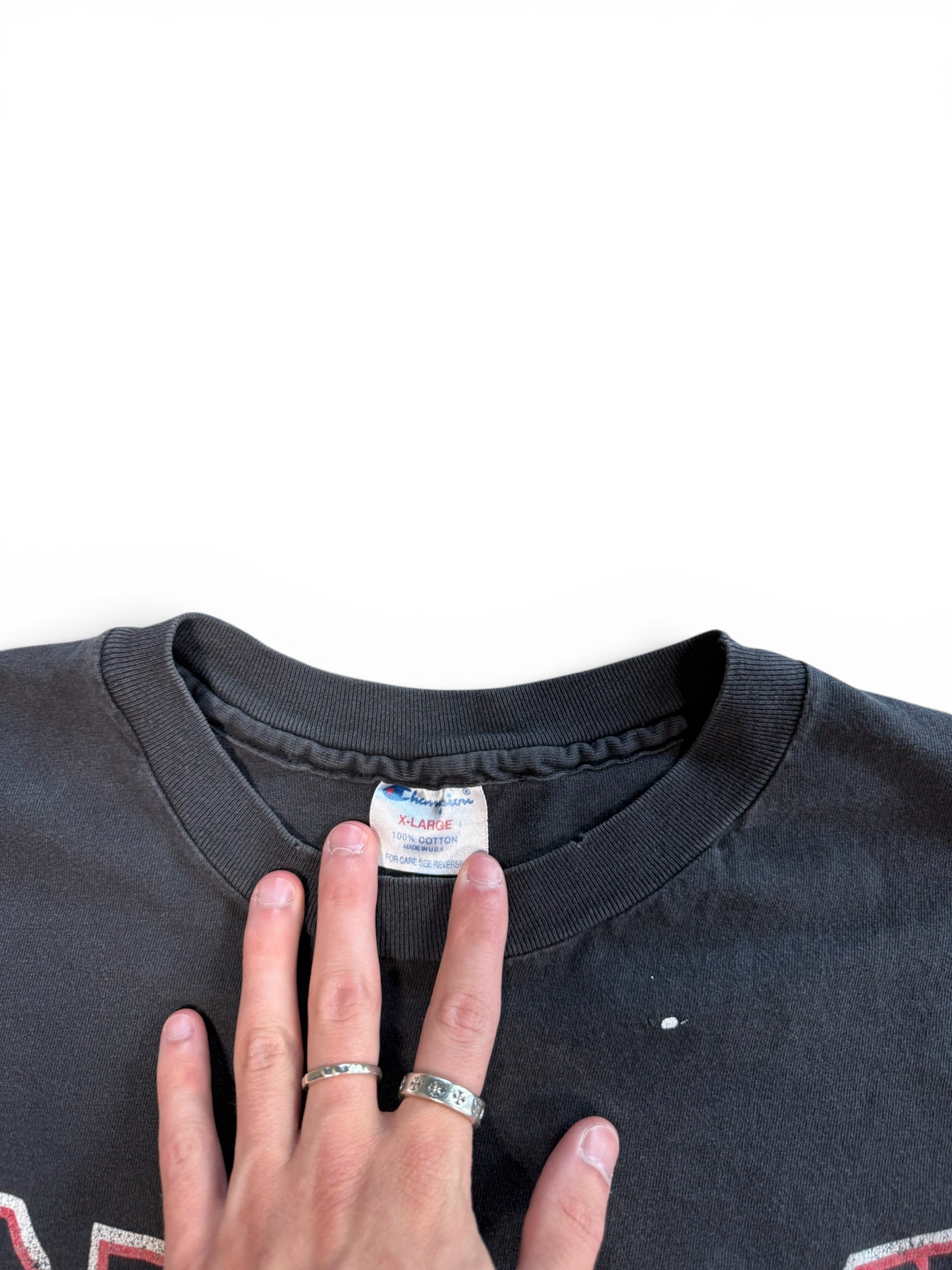 (XL) 90s Chicago Bulls Spellout Faded Tee