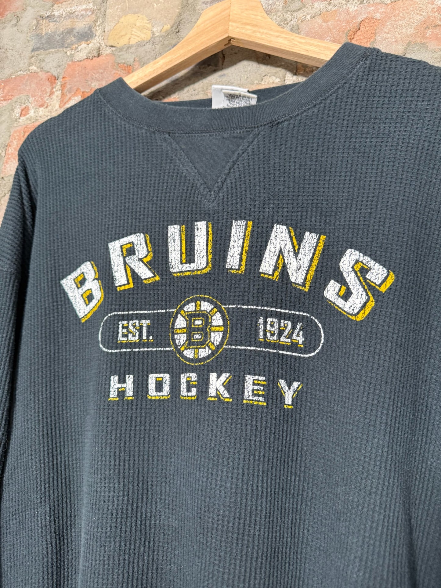 (XL) Vtg Boston Bruins Thermal Long Sleeve Shirt
