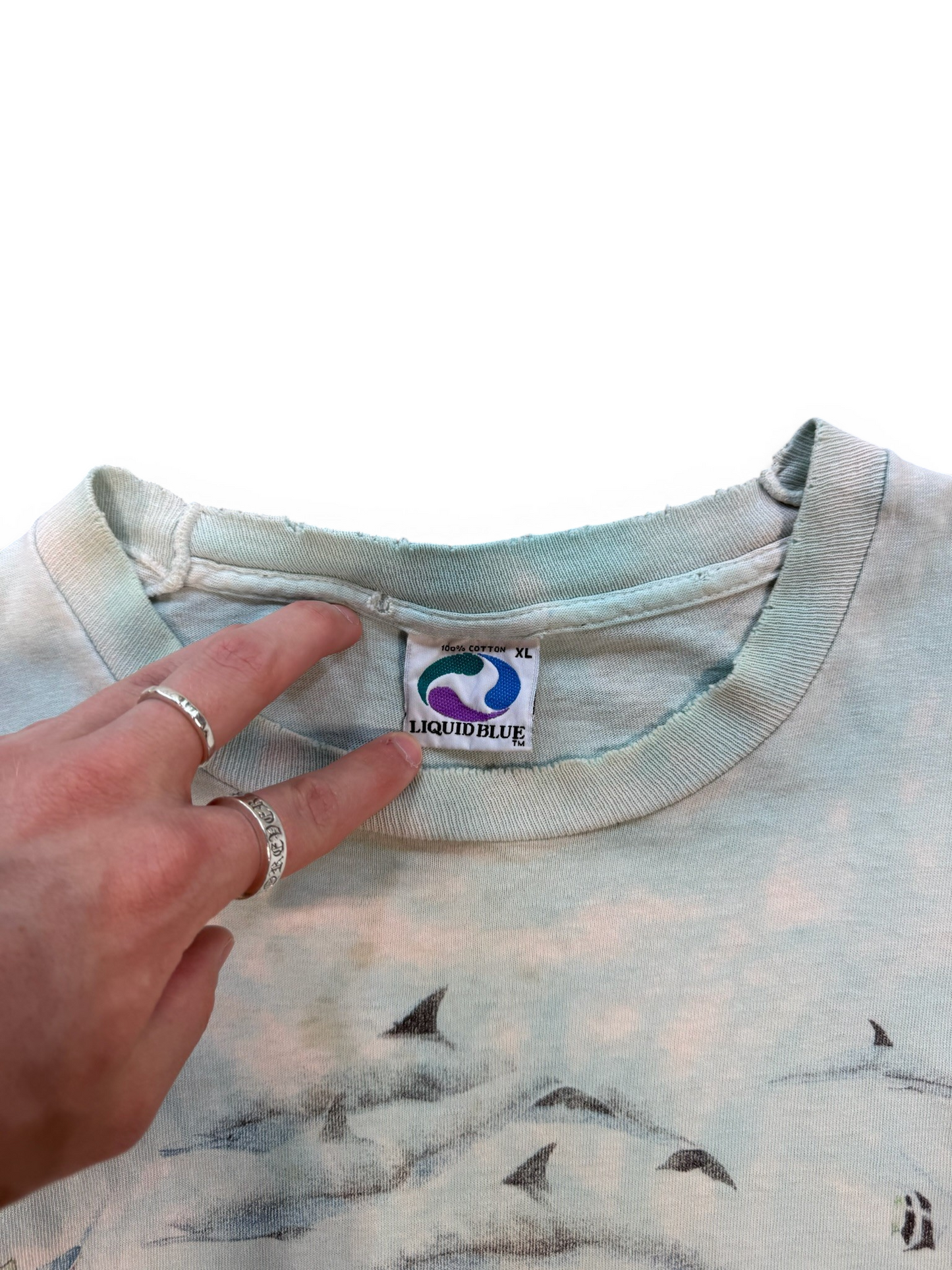 (XL) 90’s Liquid Blue Ocean All Over Print Tee