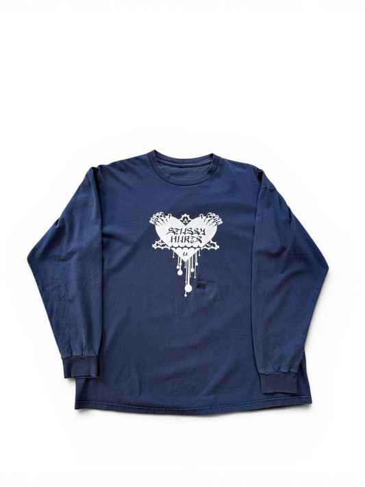 (L) Y2K Stussy Hurts Navy Longsleeve