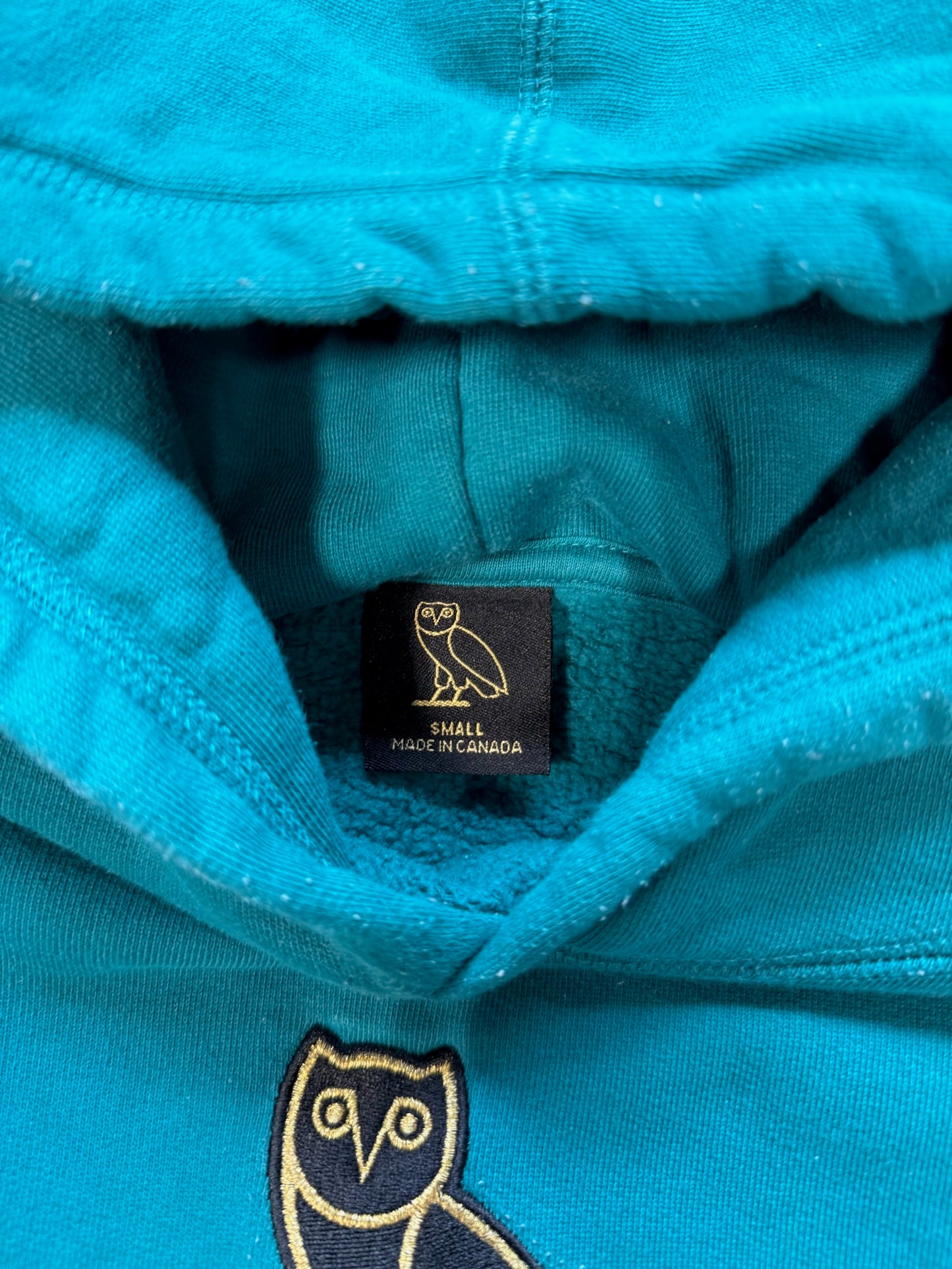 (S) OVO Embroidered Owl Turquoise Hoodie