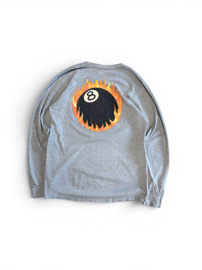 (M) Stussy Flame 8 Ball Long Sleeve