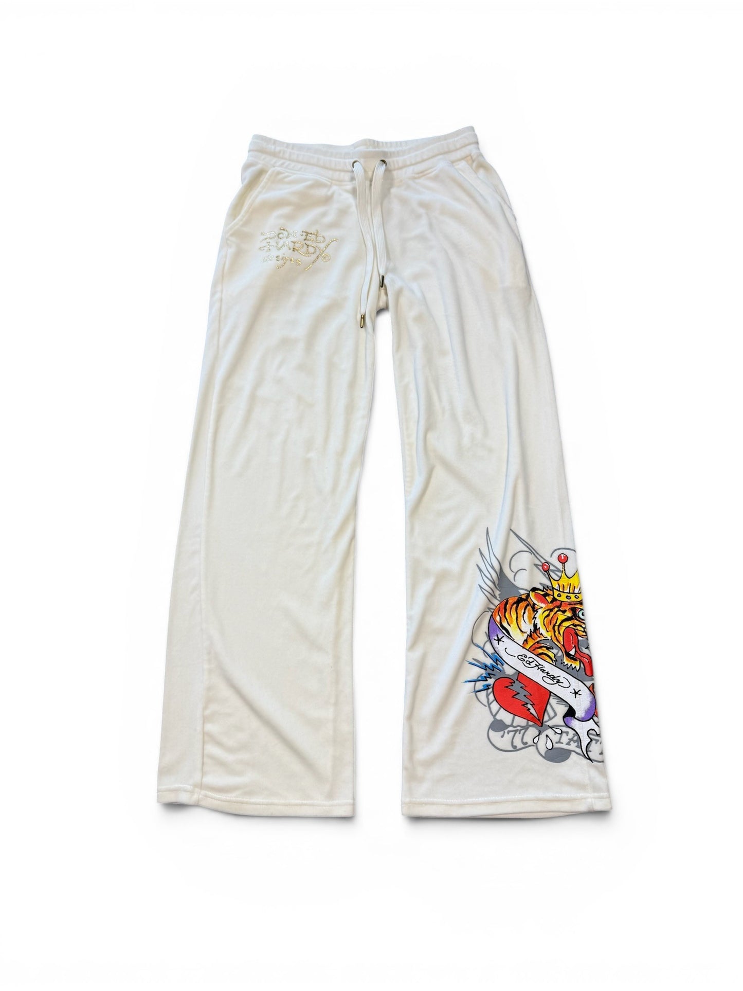 (L) Y2K Women's Ed Hardy Valour Wide Leg Sweats