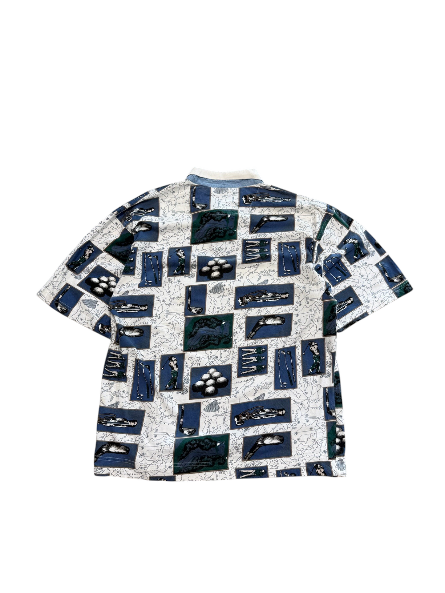 (XL) Vintage Golfing All Of Print Polo Shirt