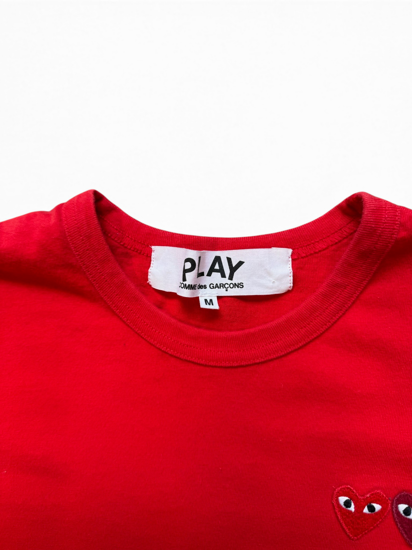 (M) CDG Double Heart Red Tee