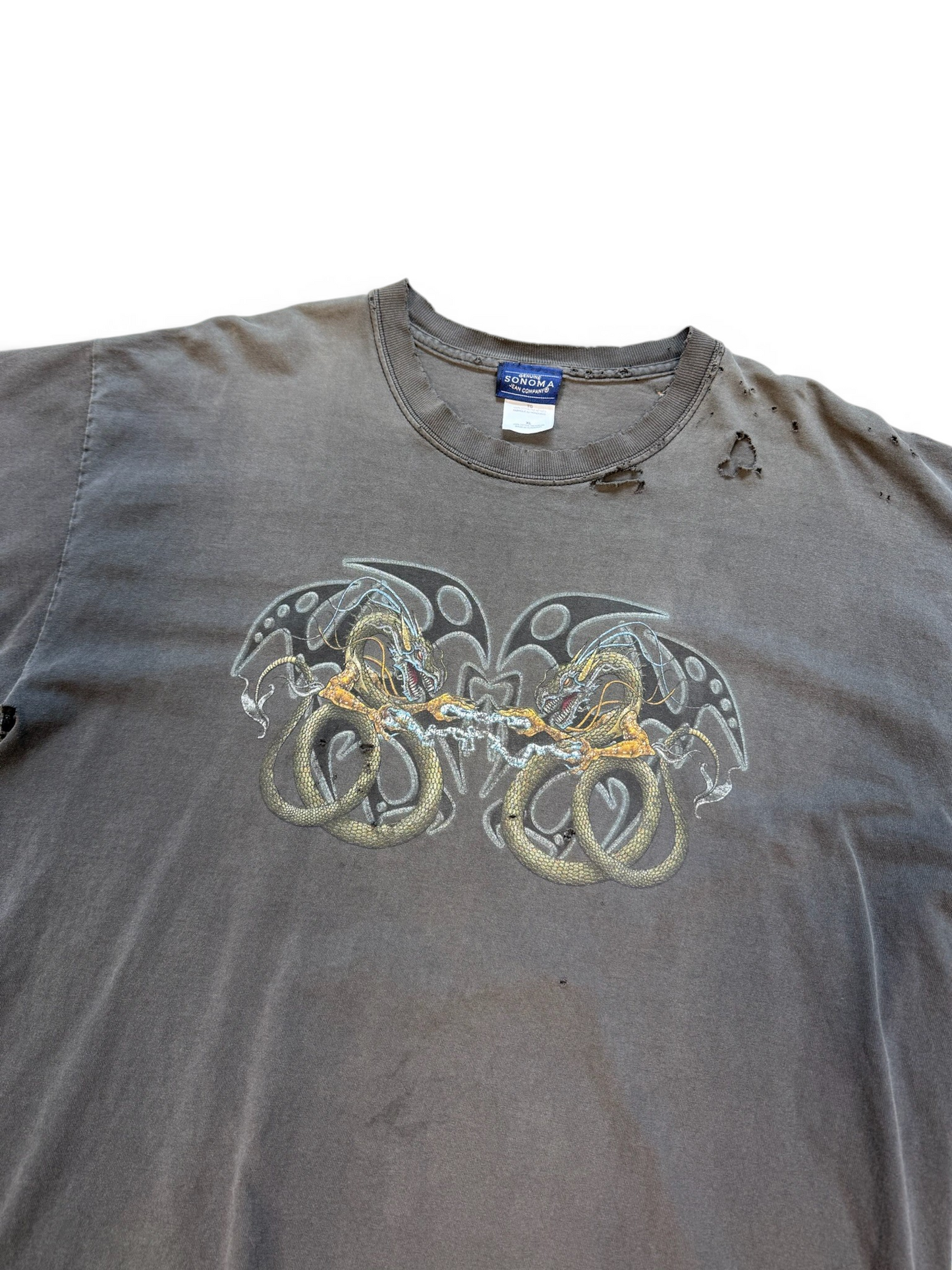 (XL) Y2K Dragons Faded & Thrashed Tee