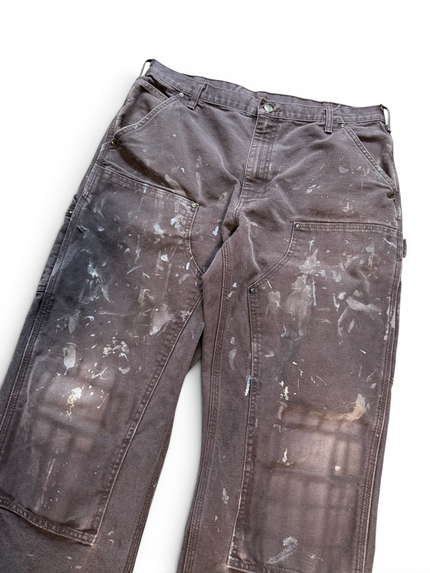 (36x30) Vintage Carhartt Brown Paint Splatter Double Knees