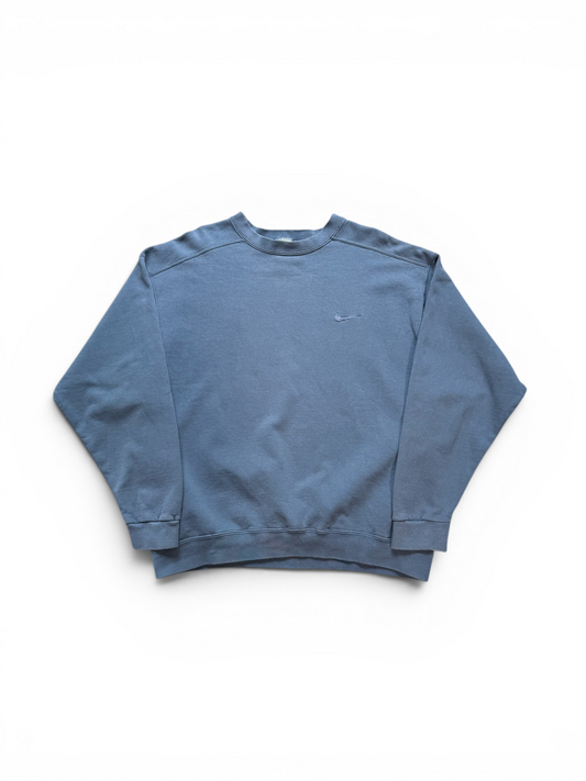 (L) 90s Nike Faded Blue Crewneck