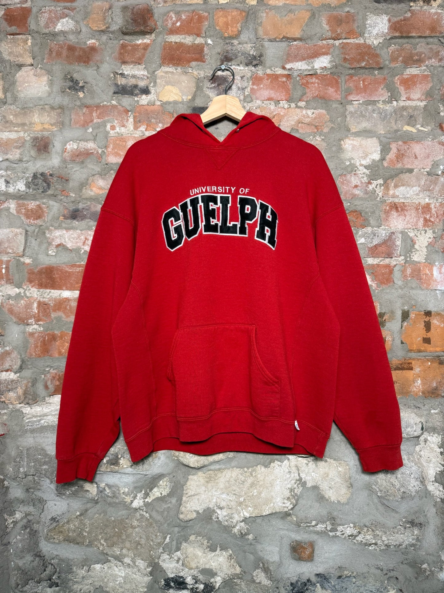 Vtg University Of Guelph Hoodie Red Sz L
