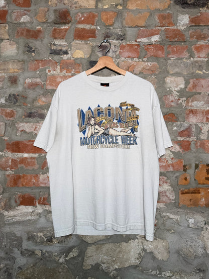 Vtg Taconia Weirs Beach Biker T-Shirt Sz XL