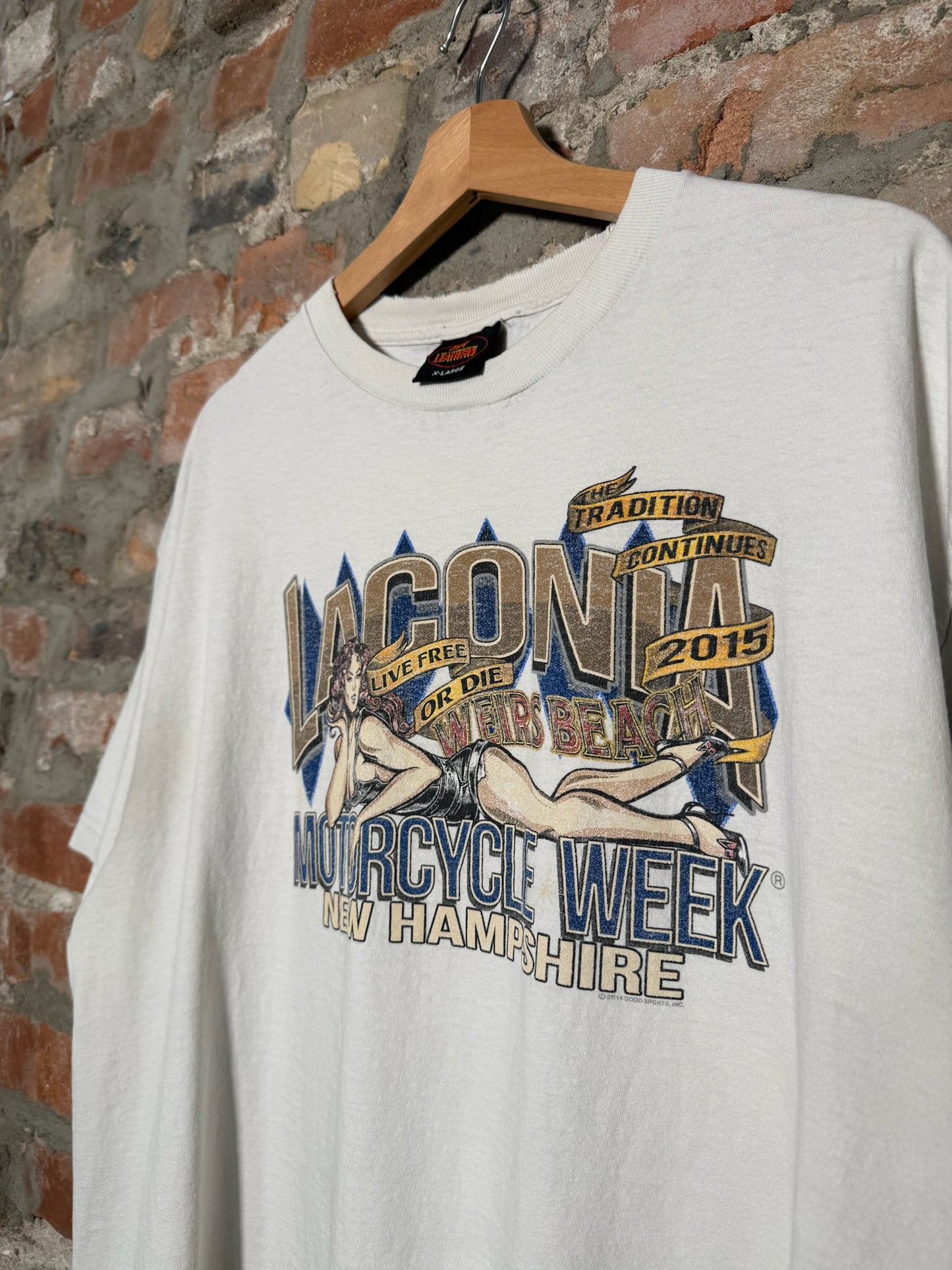 Vtg Taconia Weirs Beach Biker T-Shirt Sz XL