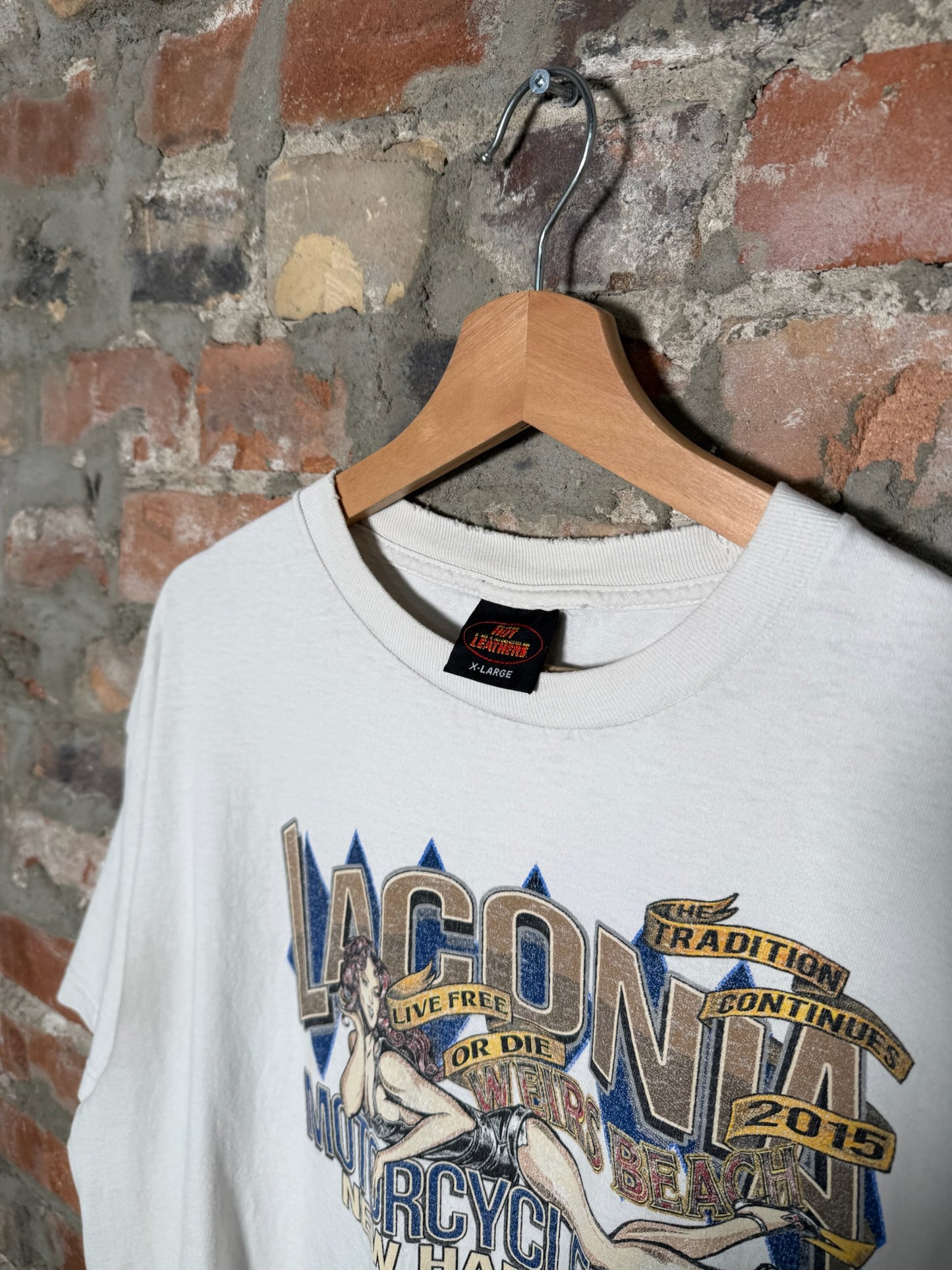 Vtg Taconia Weirs Beach Biker T-Shirt Sz XL