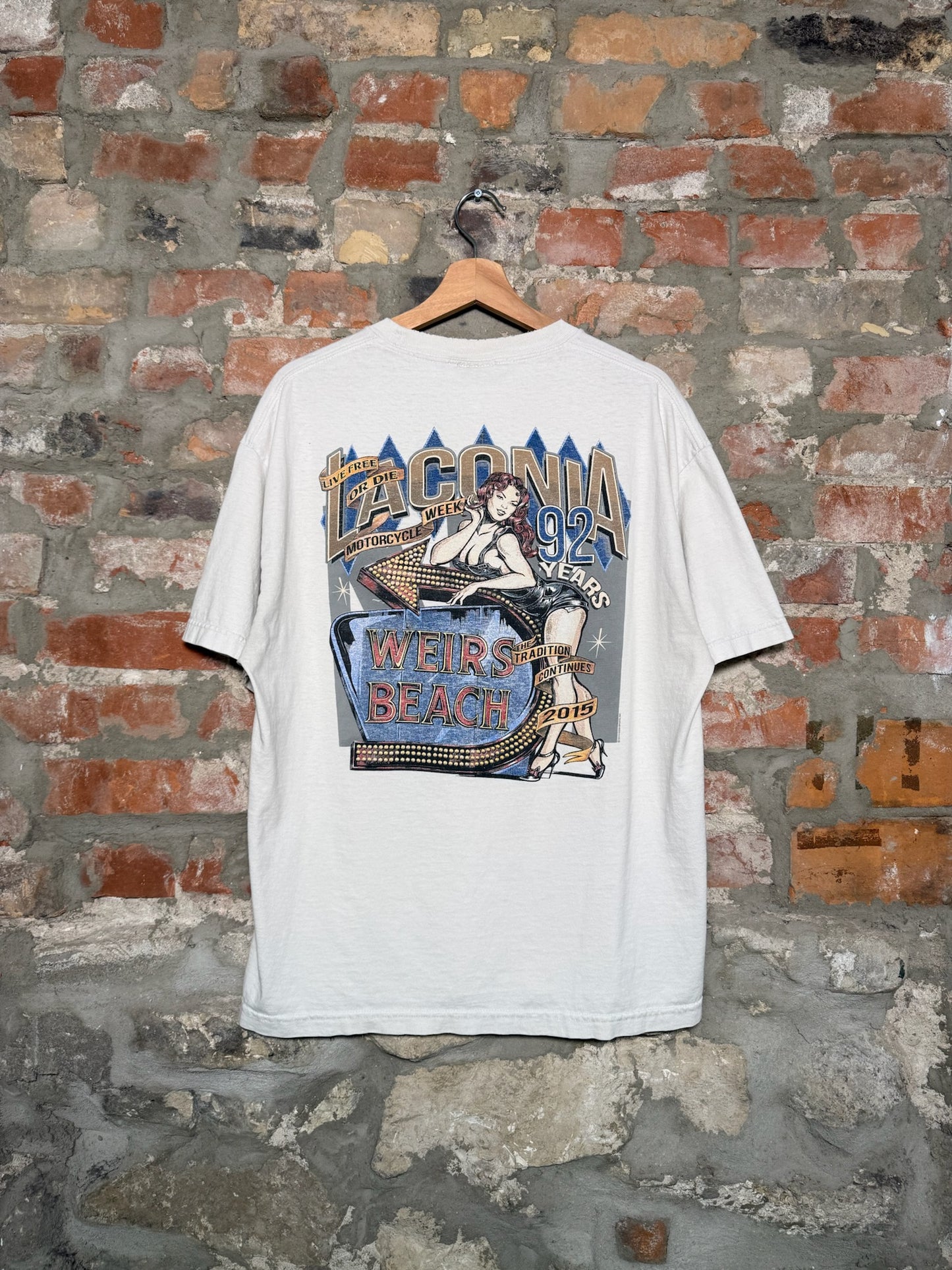 Vtg Taconia Weirs Beach Biker T-Shirt Sz XL