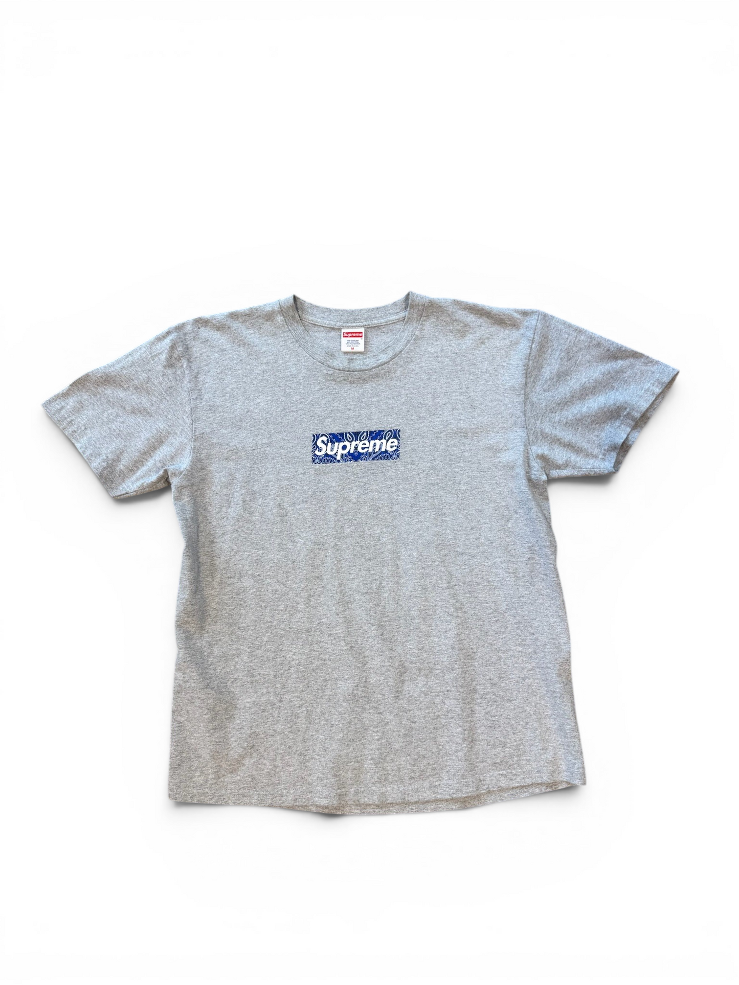 (M) Supreme Bandana Box Logo Grey Tee