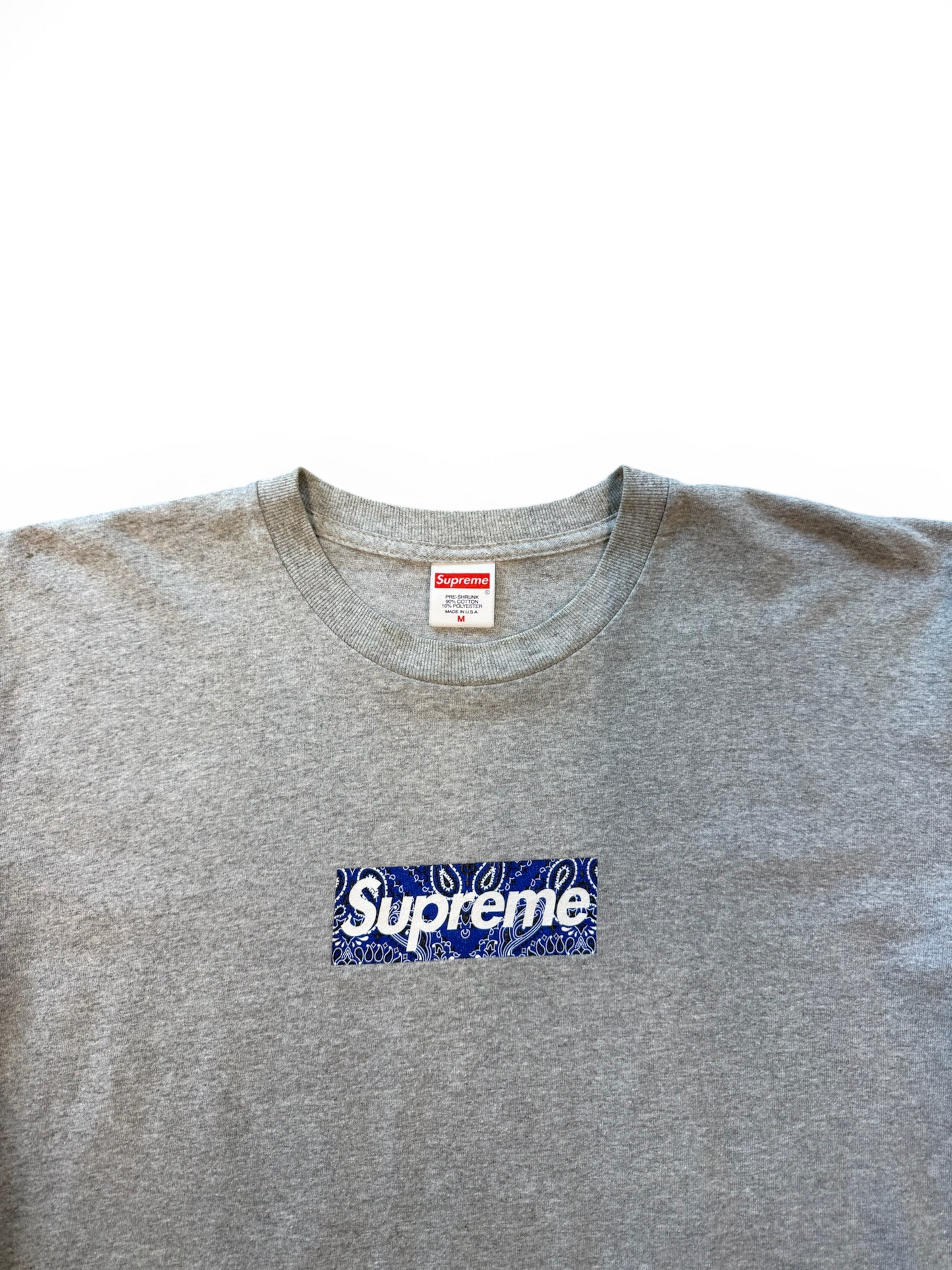 (M) Supreme Bandana Box Logo Grey Tee