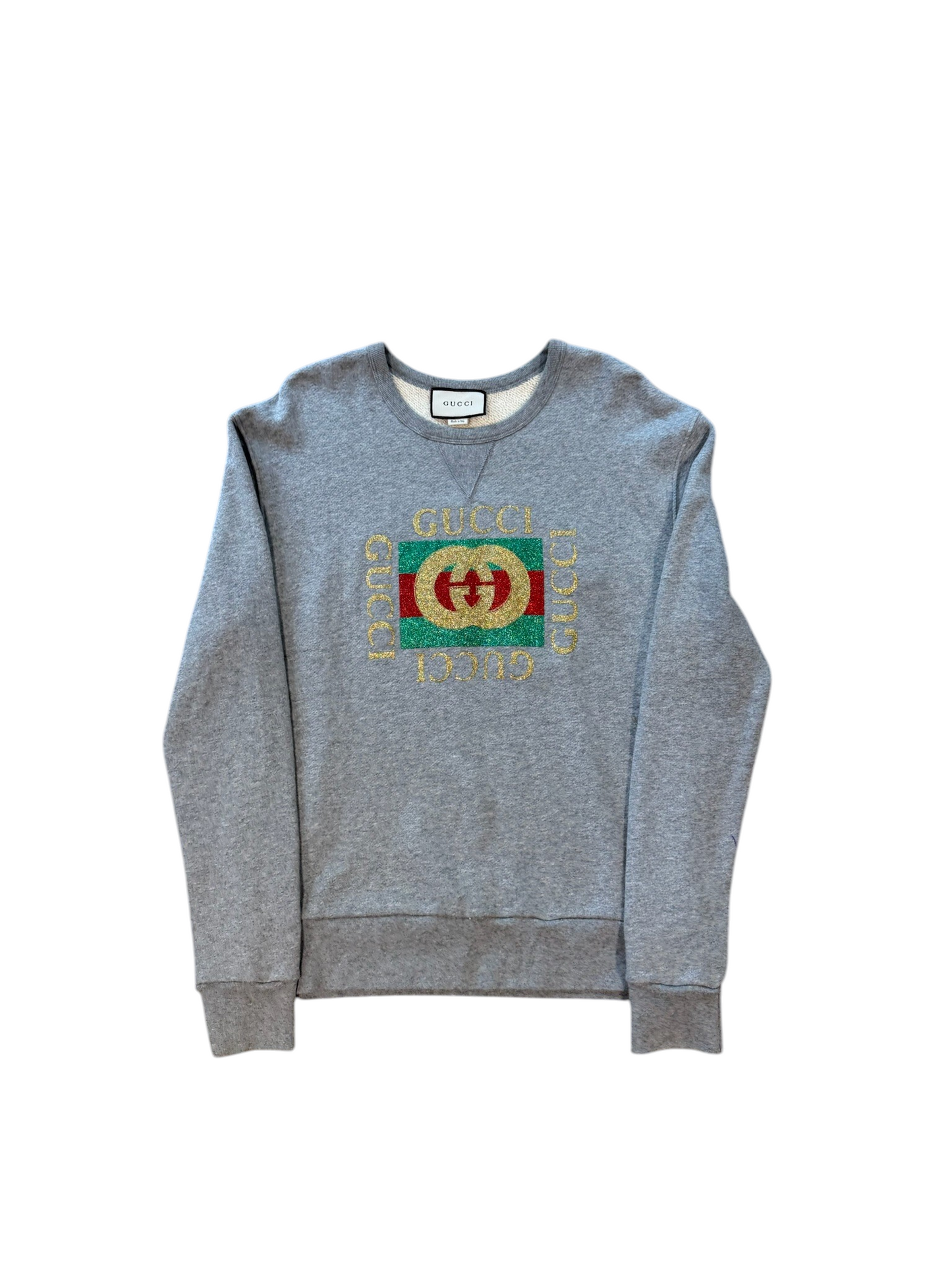(M) Gucci Glitter Logo Flying Tiger Sweatshirt