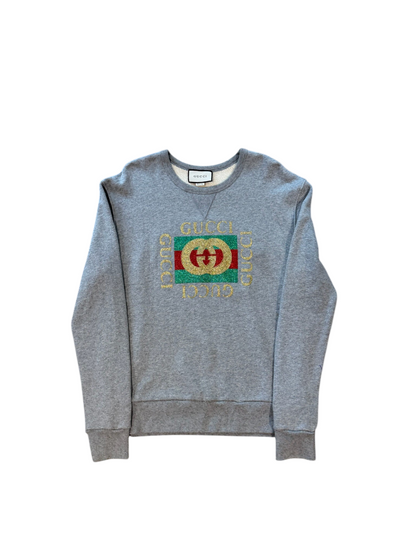 (M) Gucci Glitter Logo Flying Tiger Sweatshirt
