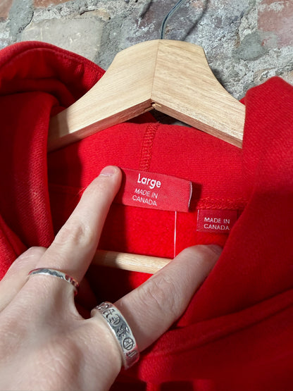 (L) Supreme Purple On Red Box Logo Hoodie FW17