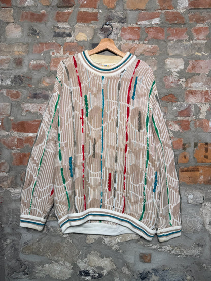 Vtg Coogie 3D Chain Knit Sweater Sz L