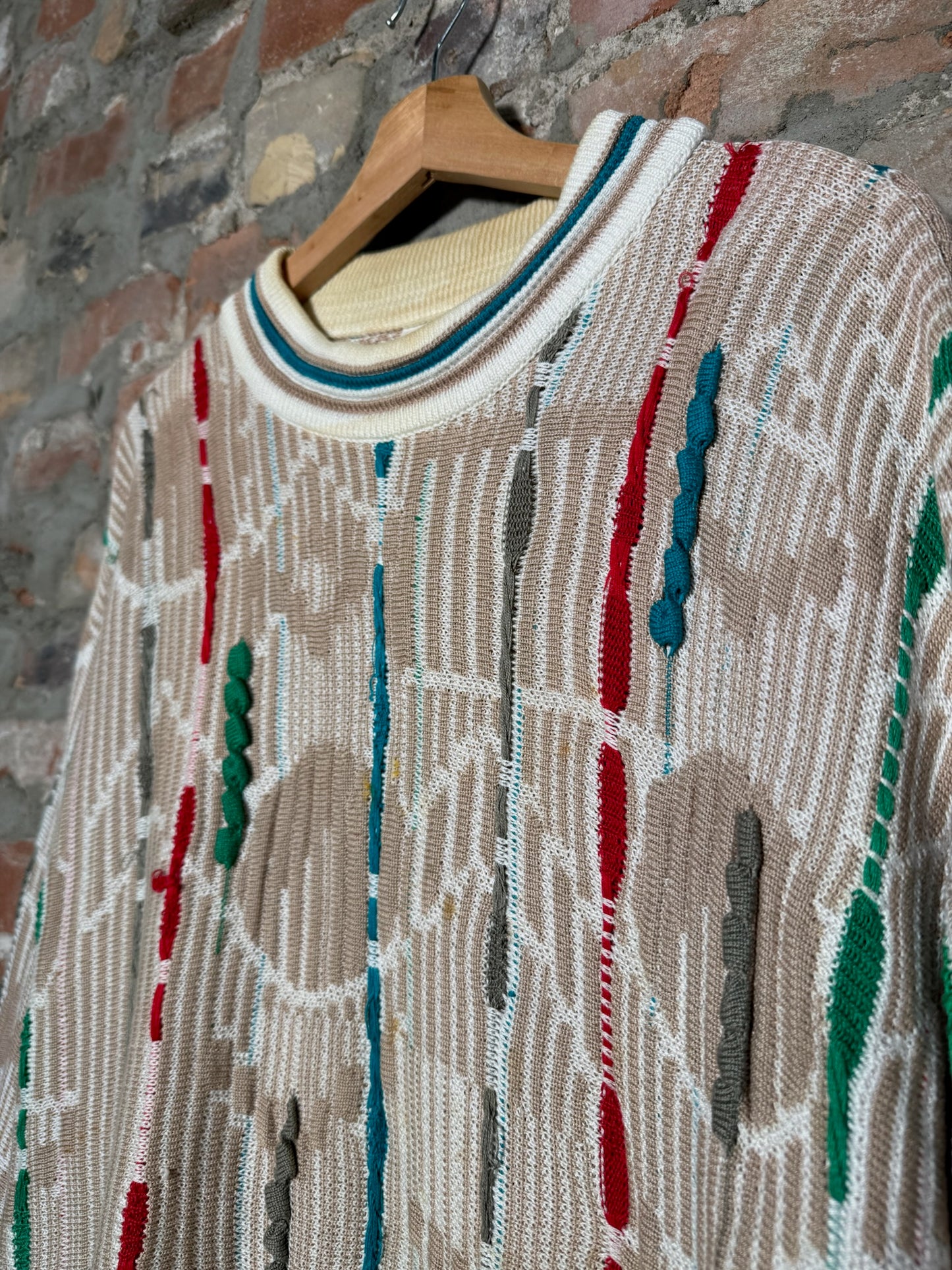 Vtg Coogie 3D Chain Knit Sweater Sz L