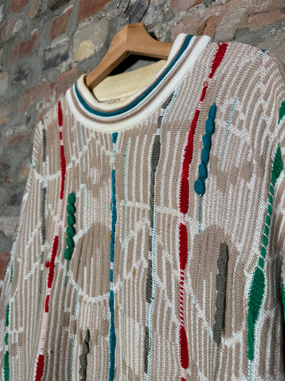 Vtg Coogie 3D Chain Knit Sweater Sz L