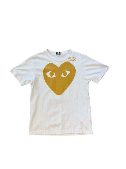 (S) CDG Play Gold Heart Logo Tee