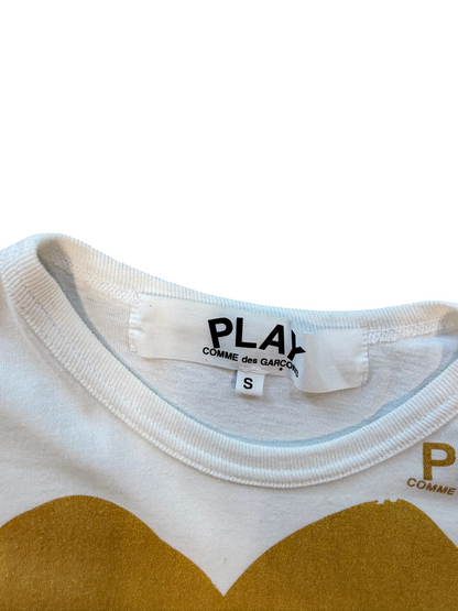 (S) CDG Play Gold Heart Logo Tee