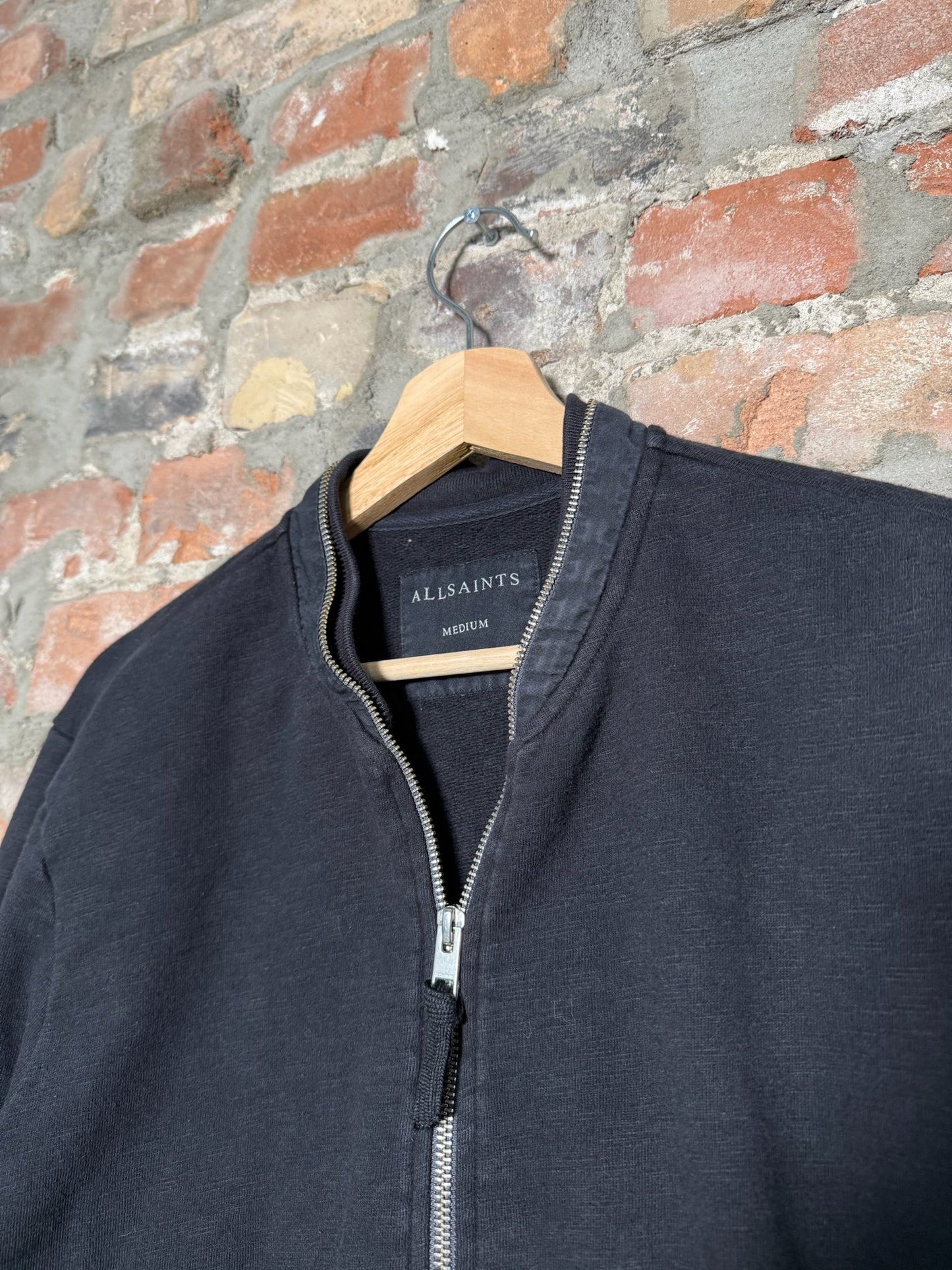 All Saints Full Zip Sweater Black Sz M