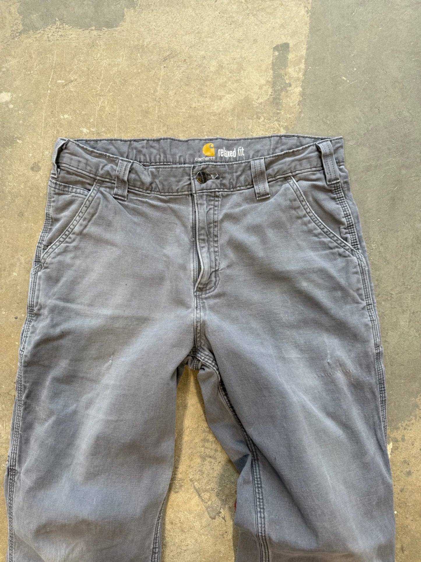 (34 Waist) 00s Carhartt Faded Grey Work Pants