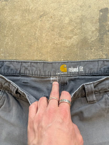 (34 Waist) 00s Carhartt Faded Grey Work Pants
