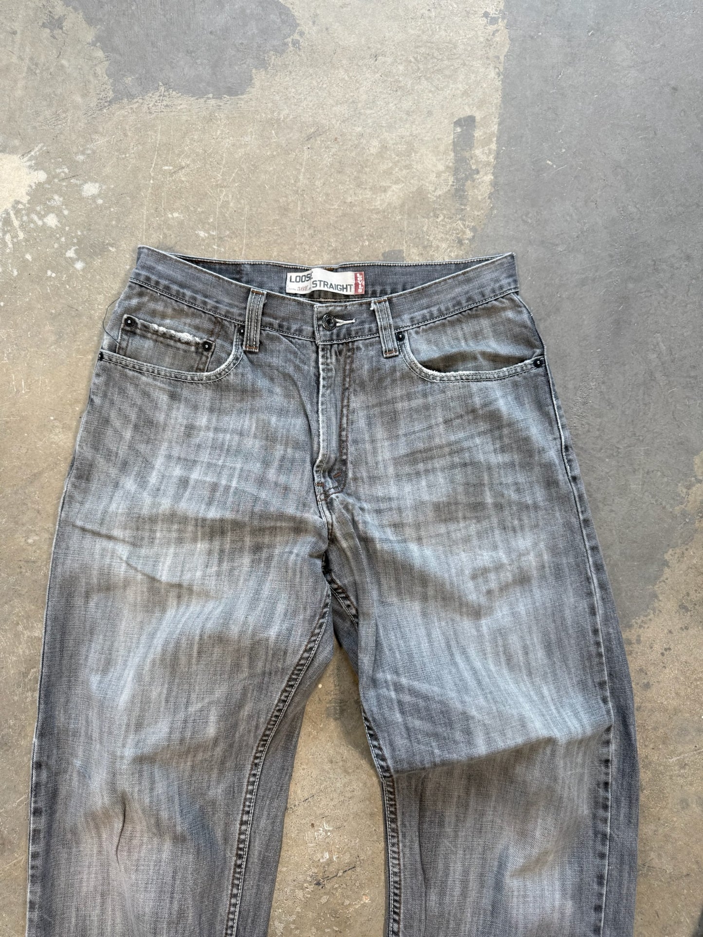 (32 Waist) Vtg Levis 569 Black Washed Jeans