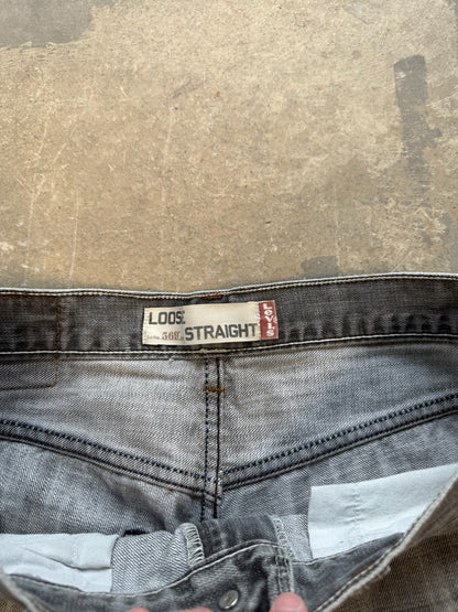 (32 Waist) Vtg Levis 569 Black Washed Jeans