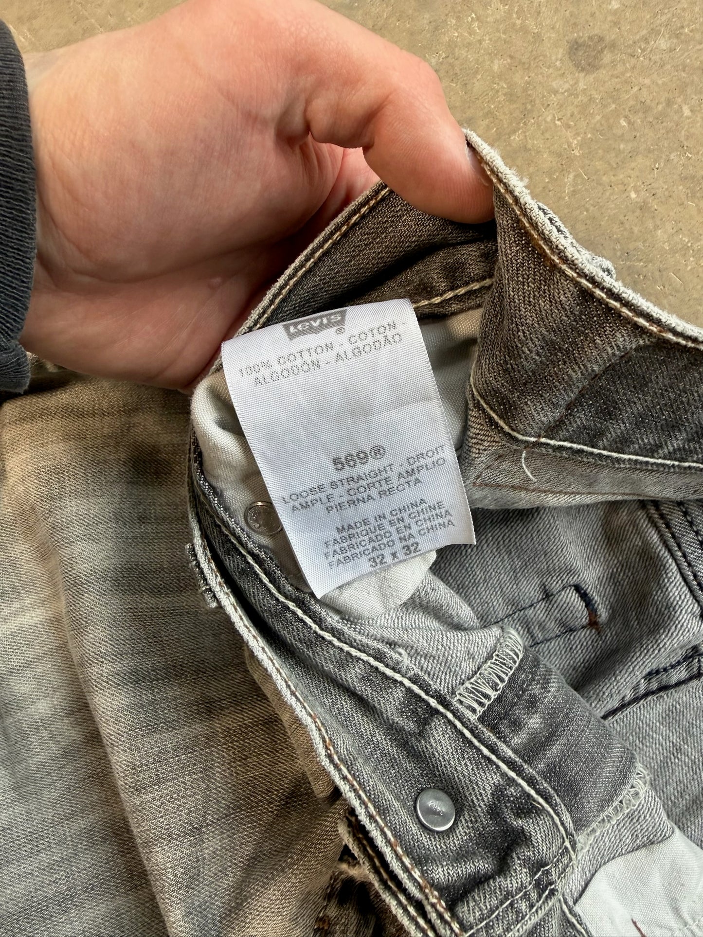 (32 Waist) Vtg Levis 569 Black Washed Jeans