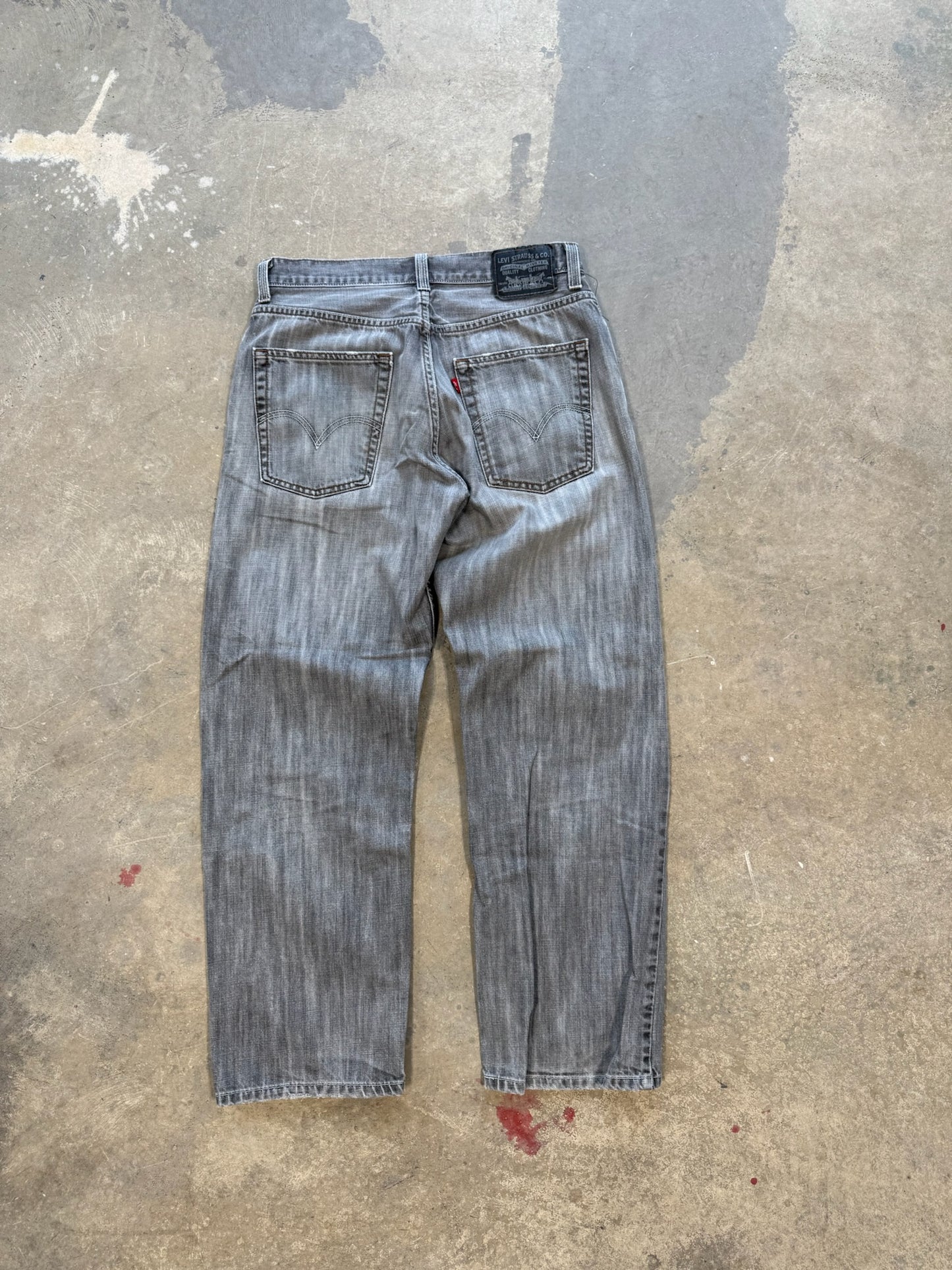 (32 Waist) Vtg Levis 569 Black Washed Jeans