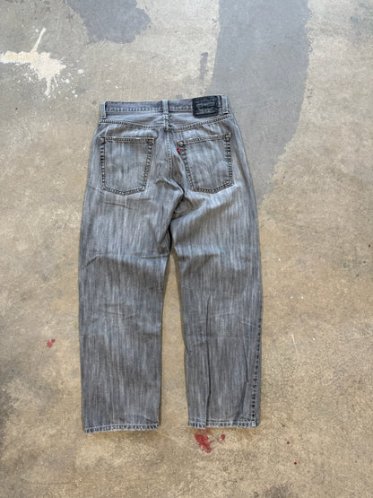 (32 Waist) Vtg Levis 569 Black Washed Jeans
