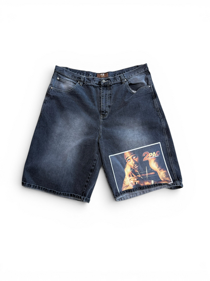 (42W) Y2K Members Only 2Pac Denim Shorts