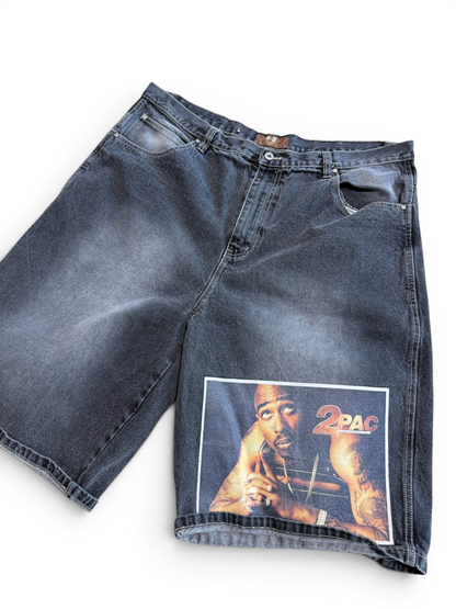 (42W) Y2K Members Only 2Pac Denim Shorts