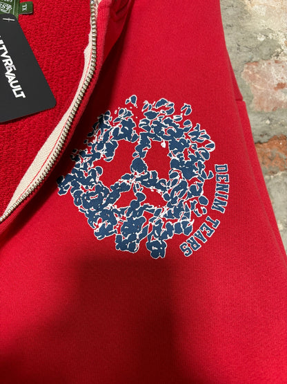 Denim Tears University Zip Up Hoodie Red Sz XL