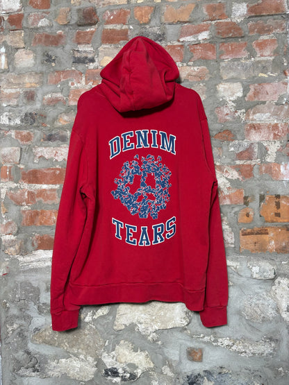 Denim Tears University Zip Up Hoodie Red Sz XL