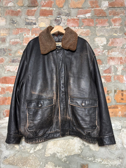 90s Jos. A. Bank Leather Pilot Jacket Sz XL