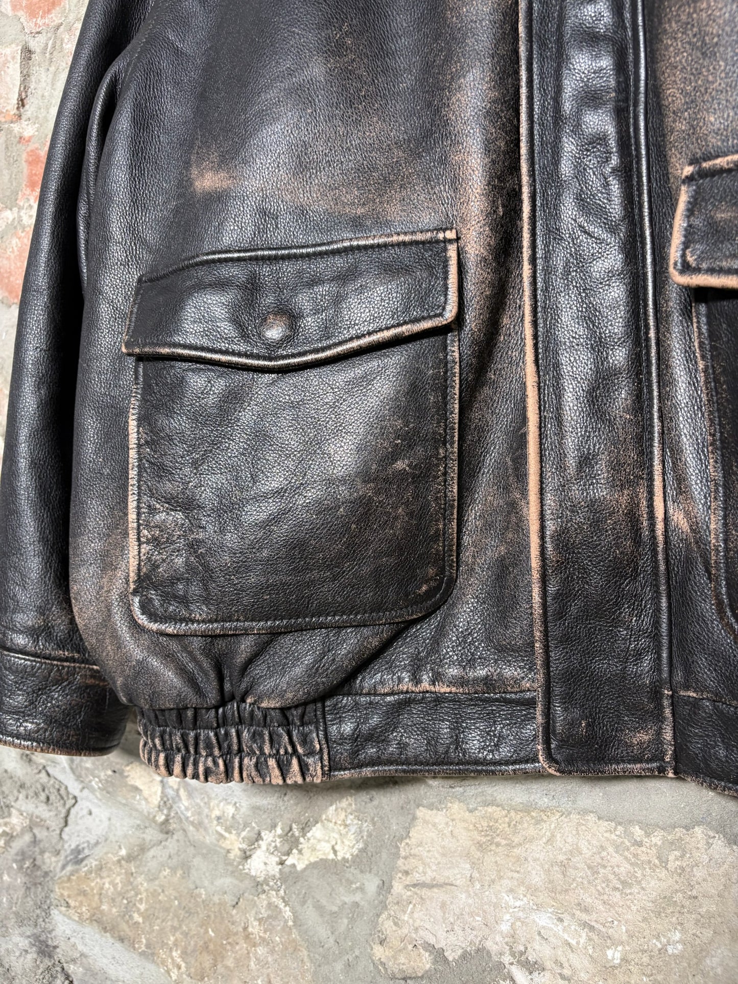 90s Jos. A. Bank Leather Pilot Jacket Sz XL