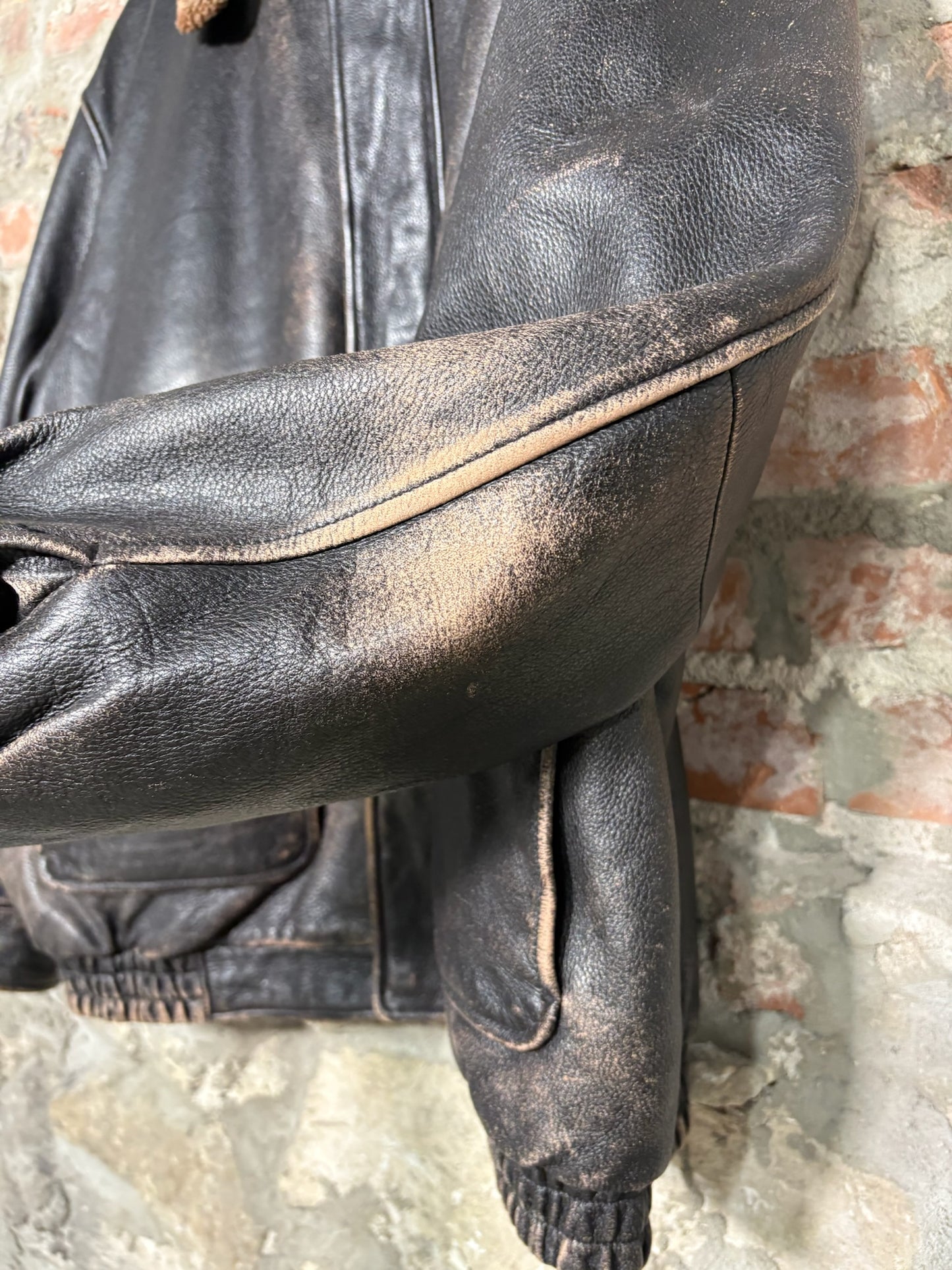 90s Jos. A. Bank Leather Pilot Jacket Sz XL