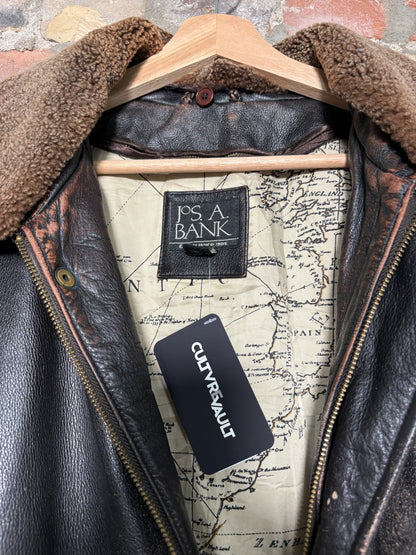 90s Jos. A. Bank Leather Pilot Jacket Sz XL